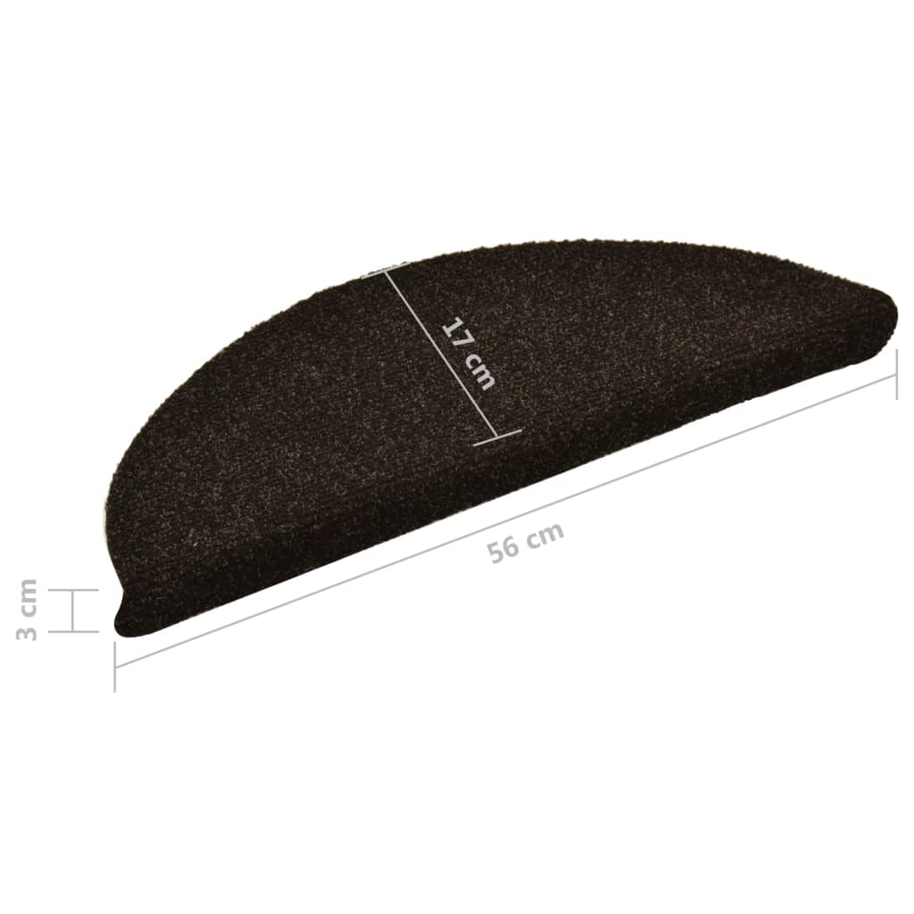 Tapetes escada autoadesivos 10 pcs 56x17x3 cm castanho-escuro