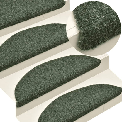 Tapetes de escada autoadesivos 5 pcs 65x21x4 cm agulhado verde