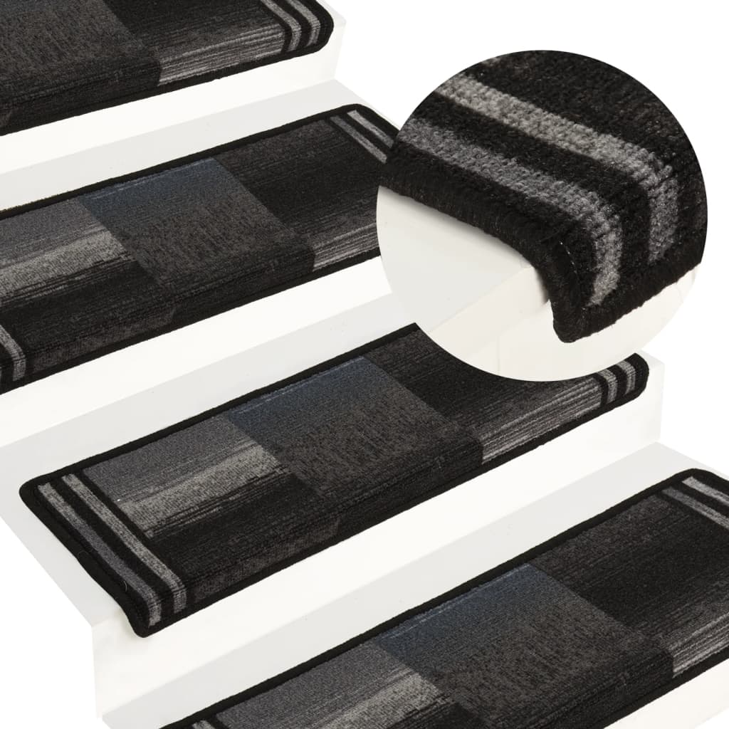 Tapetes de escadas adesivos 5 pcs 65x21x4 cm preto e cinzento