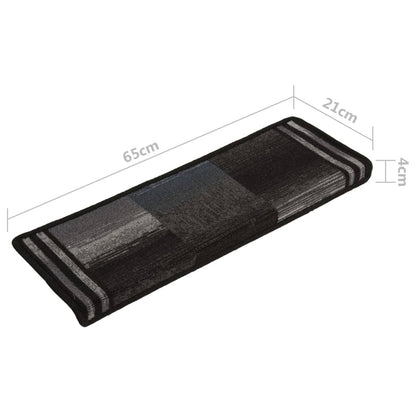 Tapetes de escadas adesivos 10 pcs 65x21x4 cm preto e cinzento