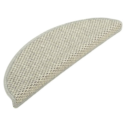 Tapetes escada adesivos aspeto sisal 15 pcs 56x17x3 cm cinzento