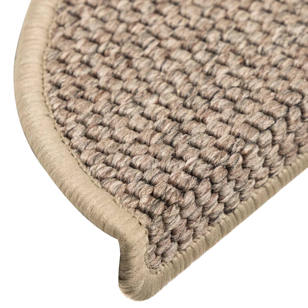 Tapetes escada adesivos aspeto sisal 15 pcs 56x17x3 bege-escuro