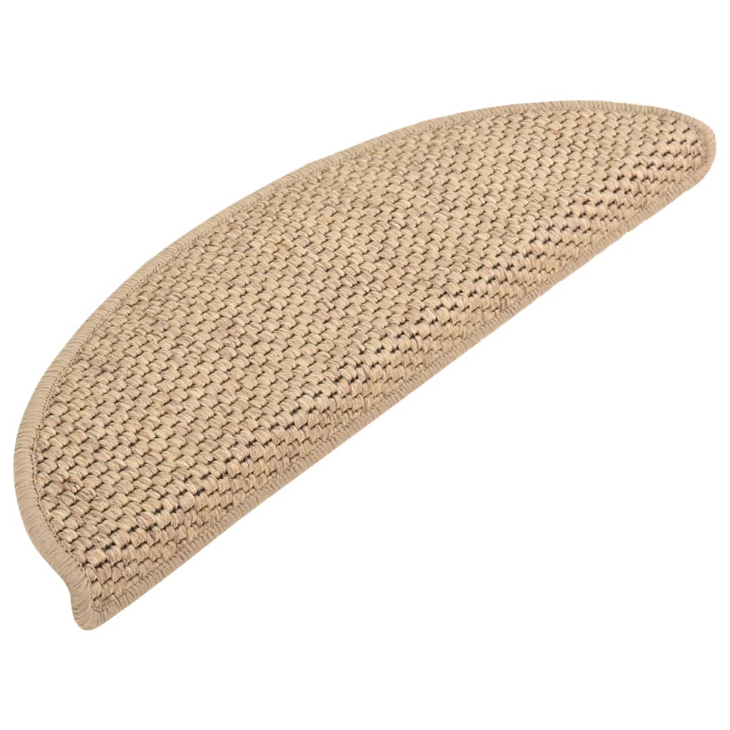 Tapetes escada adesivos aspeto sisal 15 pcs 56x17x3cm cor areia