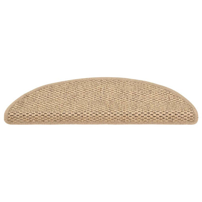 Tapetes escada adesivos aspeto sisal 15 pcs 56x17x3cm cor areia