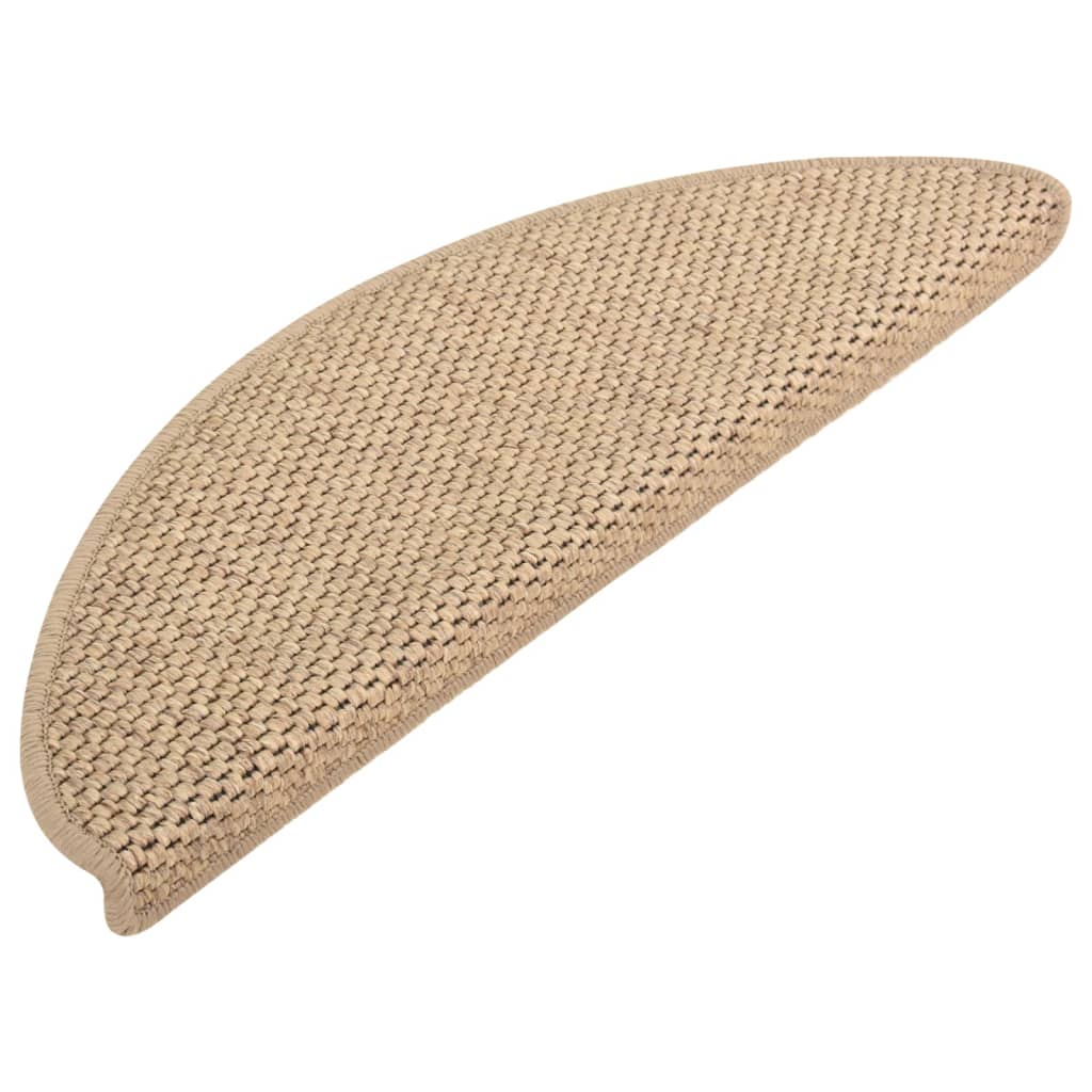 Tapetes escada adesivos aspeto sisal 15pcs 65x21x4cm cor areia