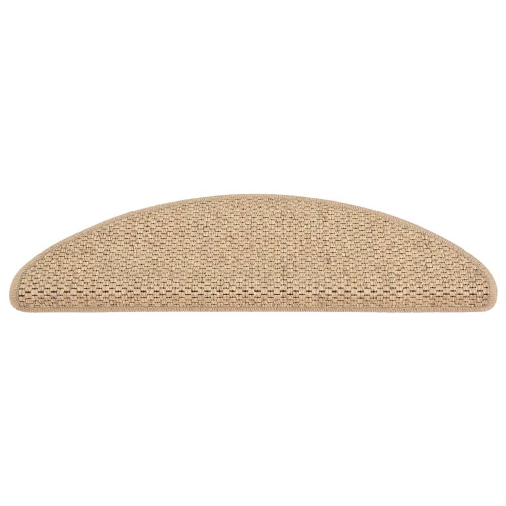 Tapetes escada adesivos aspeto sisal 15pcs 65x21x4cm cor areia