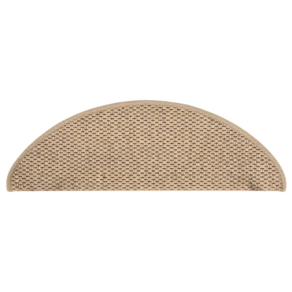 Tapetes escada adesivos aspeto sisal 15pcs 65x21x4cm cor areia