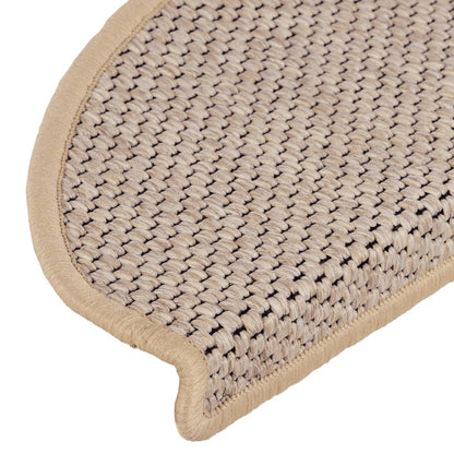 Tapetes escada adesivos aspeto sisal 15pcs 65x21x4cm bege-claro