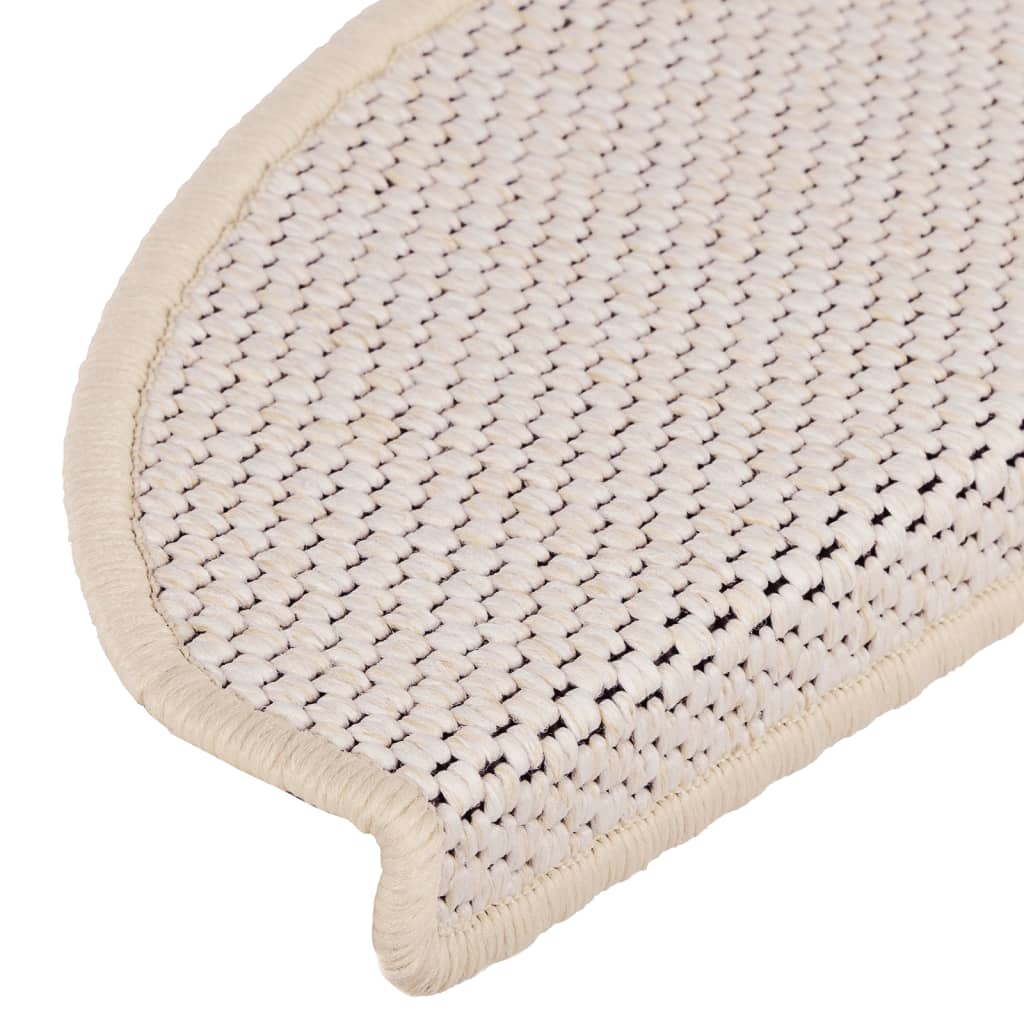 Tapetes escada adesivos aspeto sisal 15pcs 65x21x4 cm creme