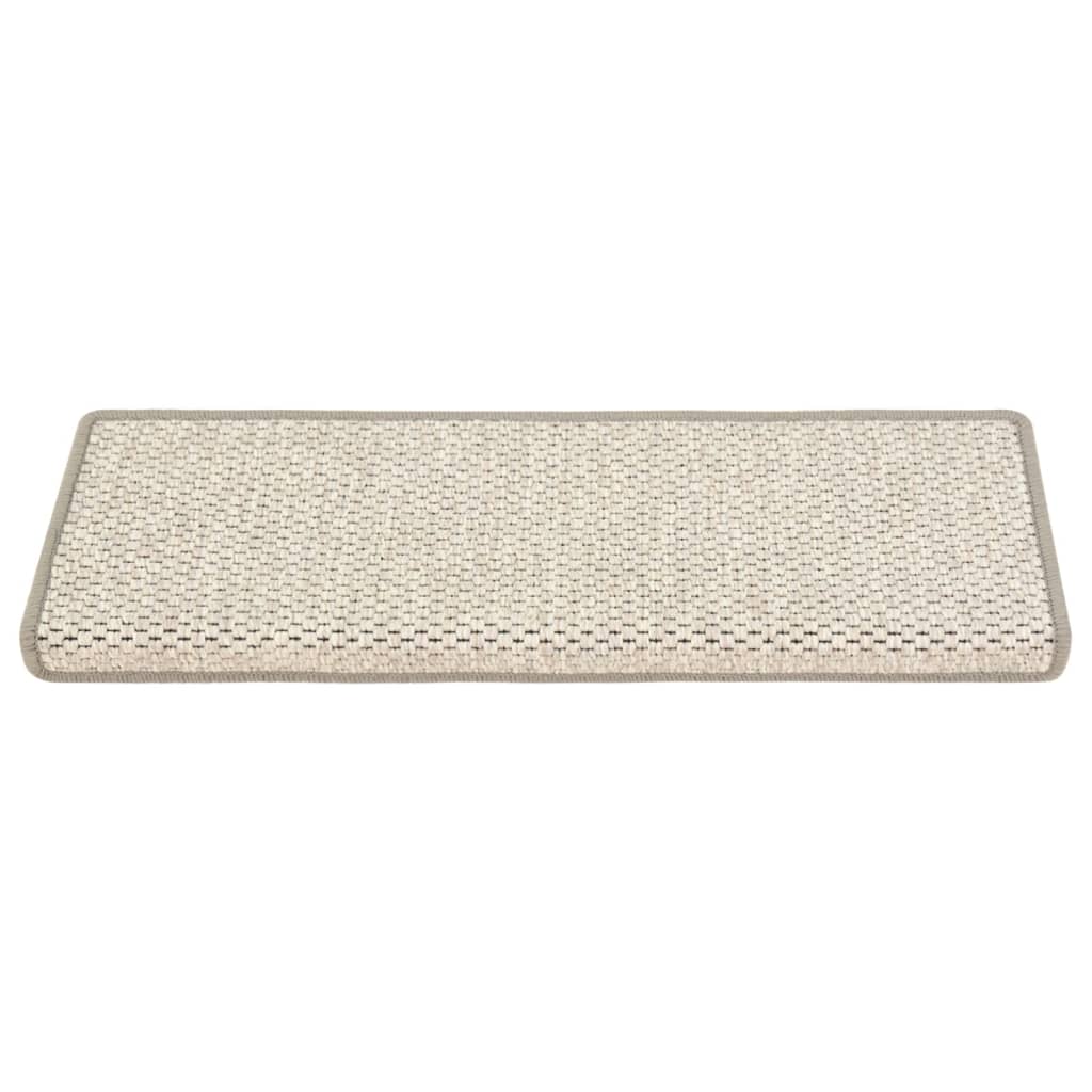 Tapetes escada adesivos aspeto sisal 15pcs 65x21x4 cm bege