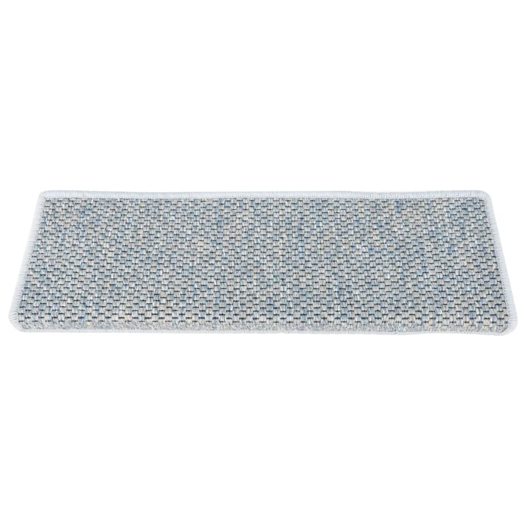 Tapetes escada adesivos aspeto sisal 15 pcs 65x21x4 cm azul