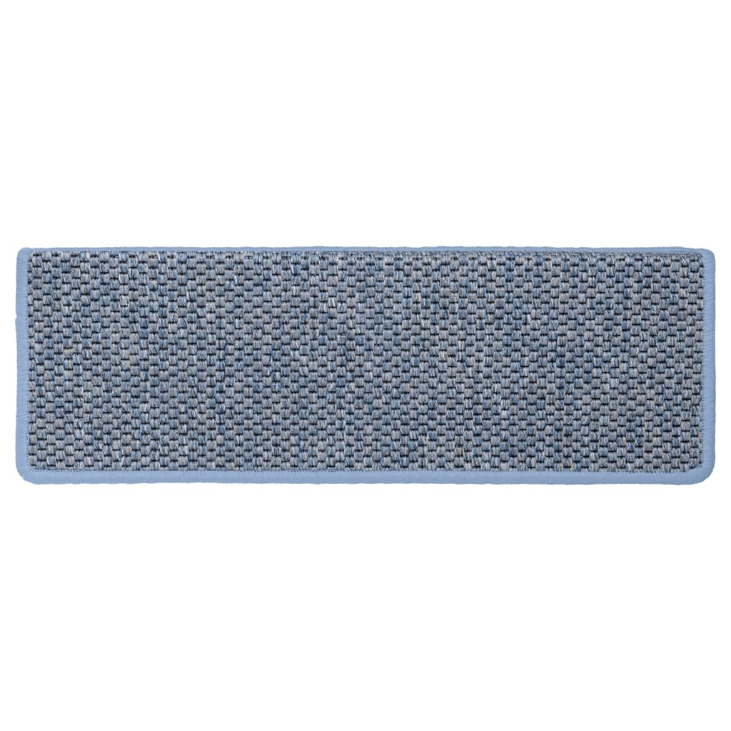 Tapetes escada adesivos aspeto sisal 15 pcs 65x21x4 cm azul