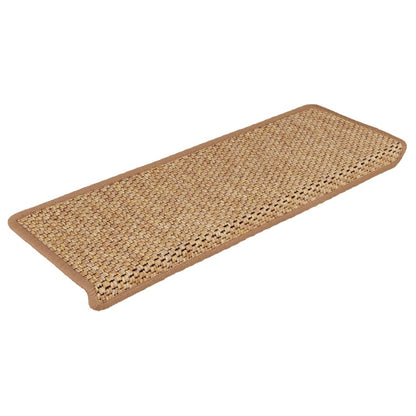 Tapetes escada adesivos aspeto sisal 15 pcs 65x21x4 cm laranja