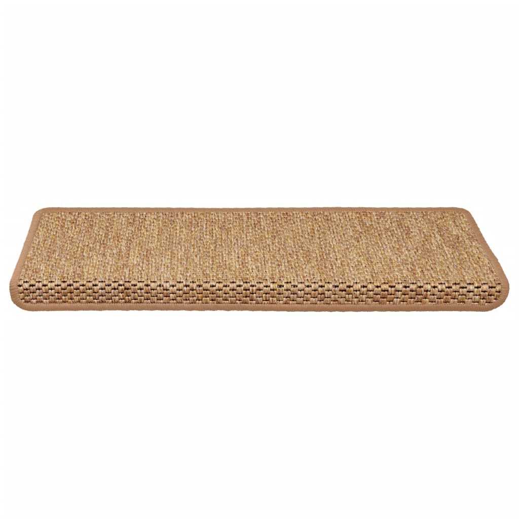 Tapetes escada adesivos aspeto sisal 15 pcs 65x21x4 cm laranja