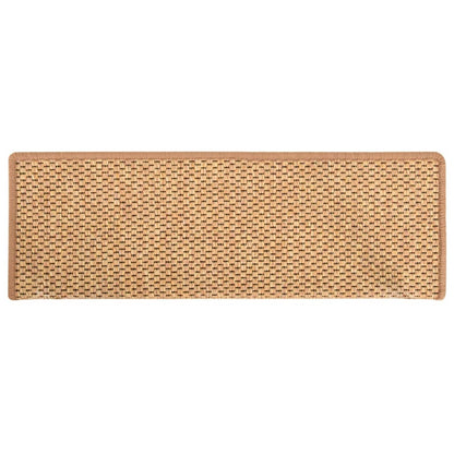 Tapetes escada adesivos aspeto sisal 15 pcs 65x21x4 cm laranja