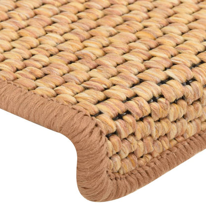 Tapetes escada adesivos aspeto sisal 15 pcs 65x21x4 cm laranja