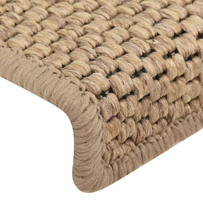 Tapetes escada adesivos aspeto sisal 15pcs 65x21x4cm cor areia