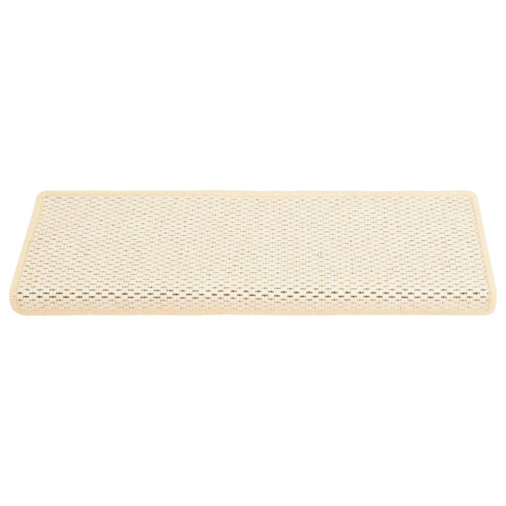 Tapetes escada adesivos aspeto sisal 15 pcs 65x21x4 cm creme