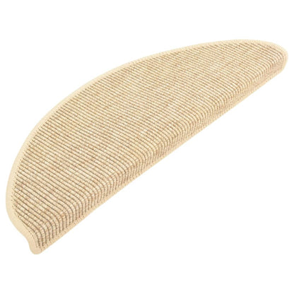 Tapetes escada adesivos aspeto sisal 15pcs 65x21x4 cm bege