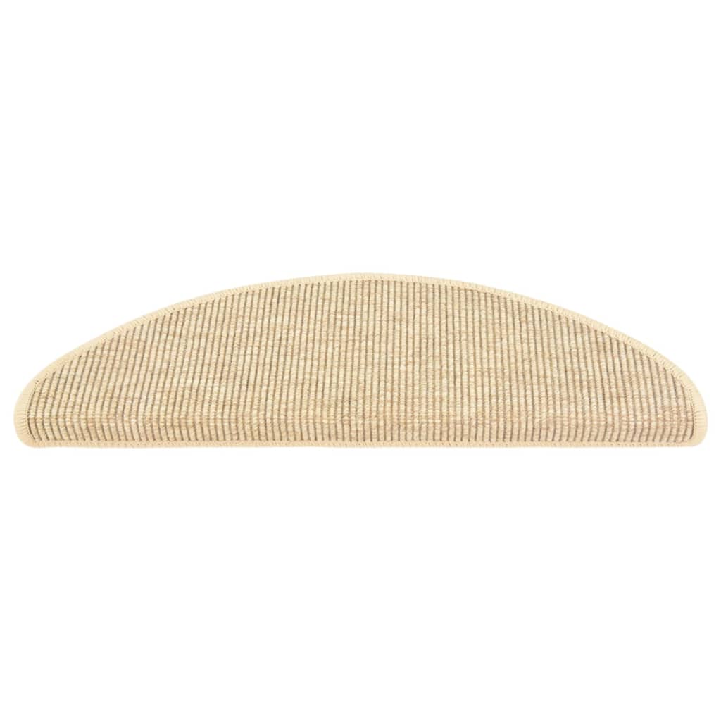 Tapetes escada adesivos aspeto sisal 15pcs 65x21x4 cm bege