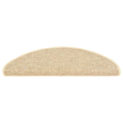 Tapetes escada adesivos aspeto sisal 15pcs 65x21x4 cm bege