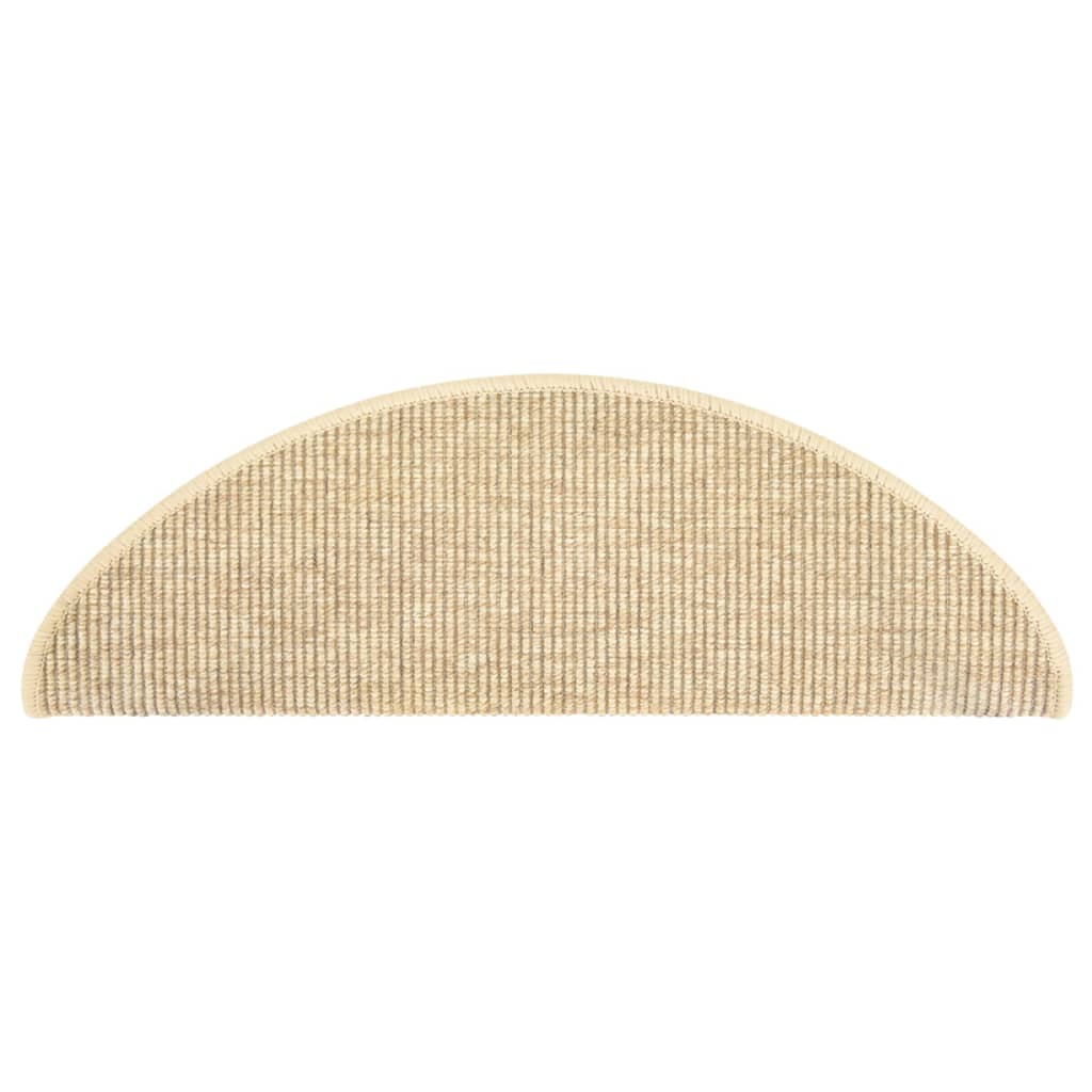 Tapetes escada adesivos aspeto sisal 15pcs 65x21x4 cm bege