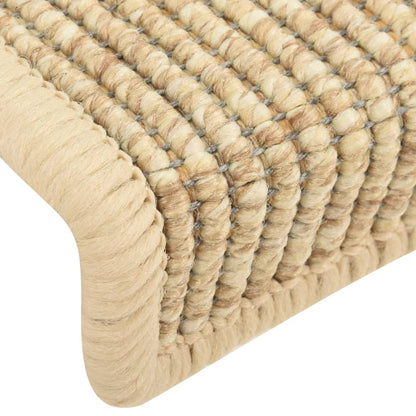 Tapetes escada adesivos aspeto sisal 15pcs 65x21x4 cm bege