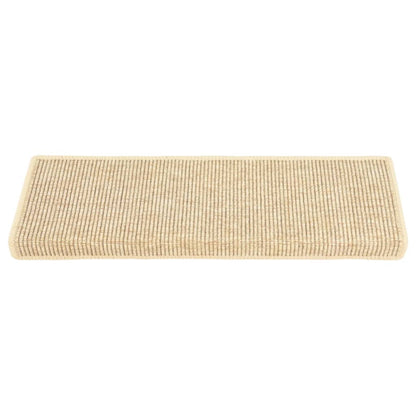 Tapetes escada adesivos aspeto sisal 15pcs 65x21x4cm bege-claro