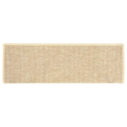 Tapetes escada adesivos aspeto sisal 15pcs 65x21x4cm bege-claro