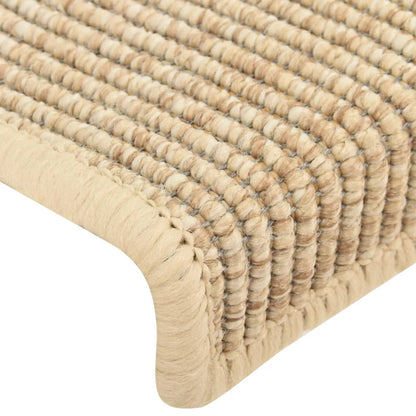 Tapetes escada adesivos aspeto sisal 15pcs 65x21x4cm bege-claro