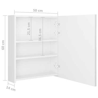 Armário espelhado casa de banho LED 50x14x60cm branco brilhante