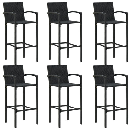 7 pcs conjunto de bar para jardim preto