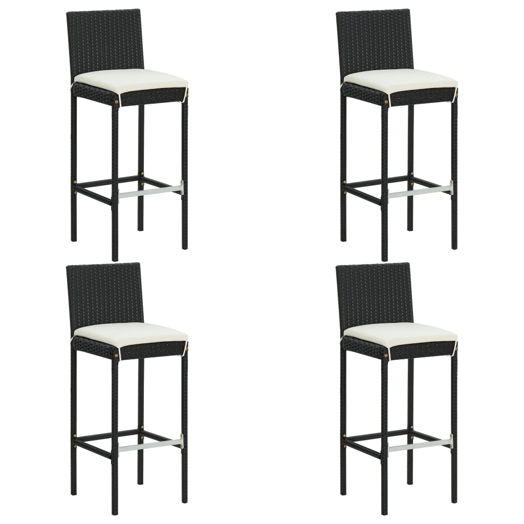 5 pcs conjunto de bar p/ jardim com almofadões preto