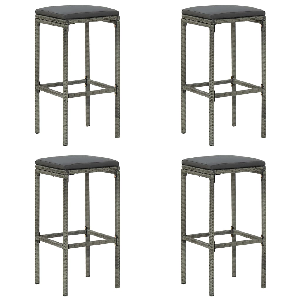 5 pcs conjunto de bar p/ jardim com almofadões cinzento