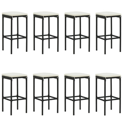 9 pcs conjunto de bar para jardim com almofadões preto