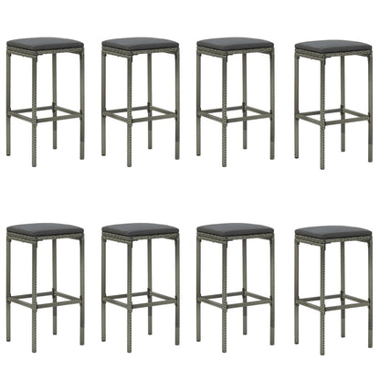 9 pcs conjunto de bar para jardim com almofadões cinzento