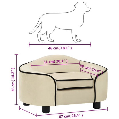 Sofá para cães 67x47x36 cm pelúcia cor creme