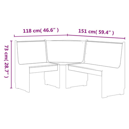 Banco de canto 151 cm pinho maciço castanho mel e cinzento