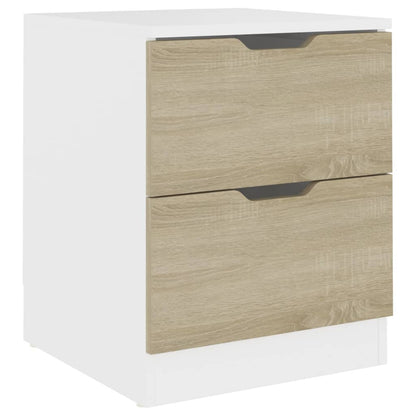 Mesas cabeceira 2pcs 40x40x50cm contrap. branco/carvalho sonoma