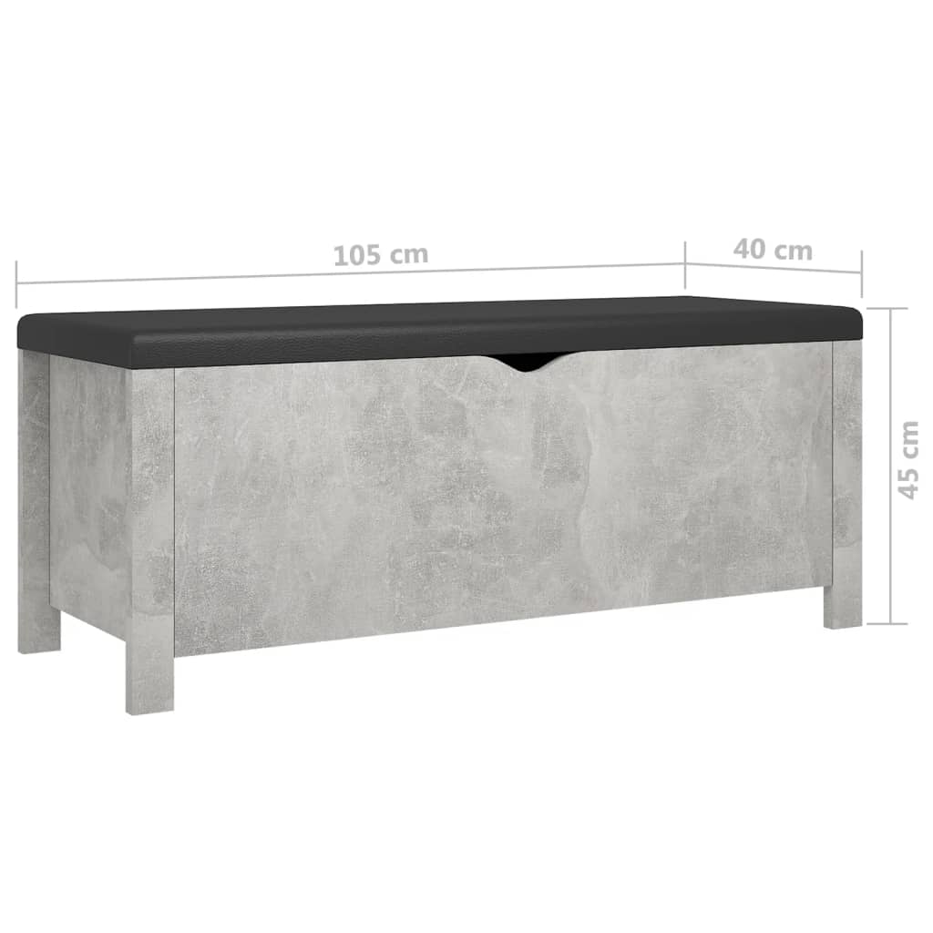 Caixa arrumação c/ almofadão contrap. 105x40x45cm cinza cimento