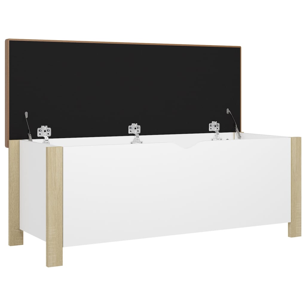 Caixa arrumação c/ almofadão contrap. 105x40x45cm branco/sonoma