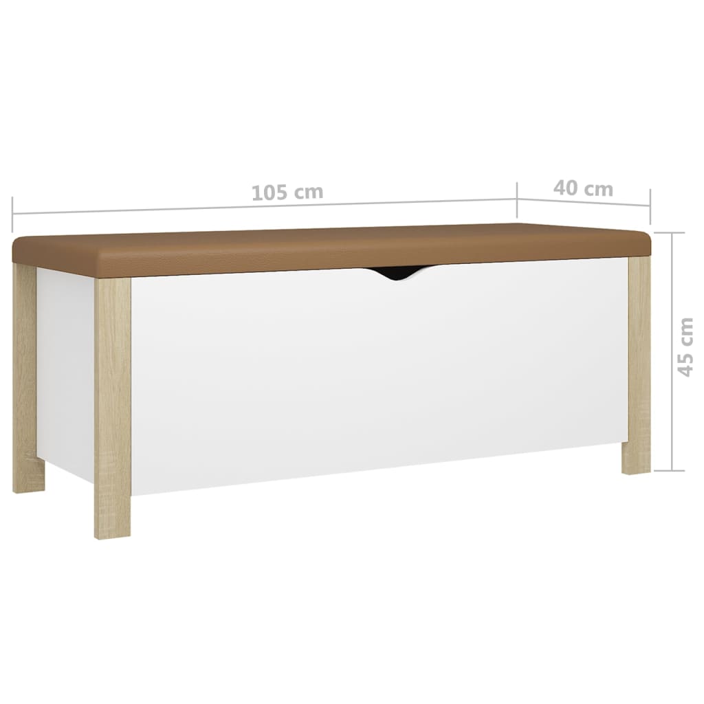 Caixa arrumação c/ almofadão contrap. 105x40x45cm branco/sonoma