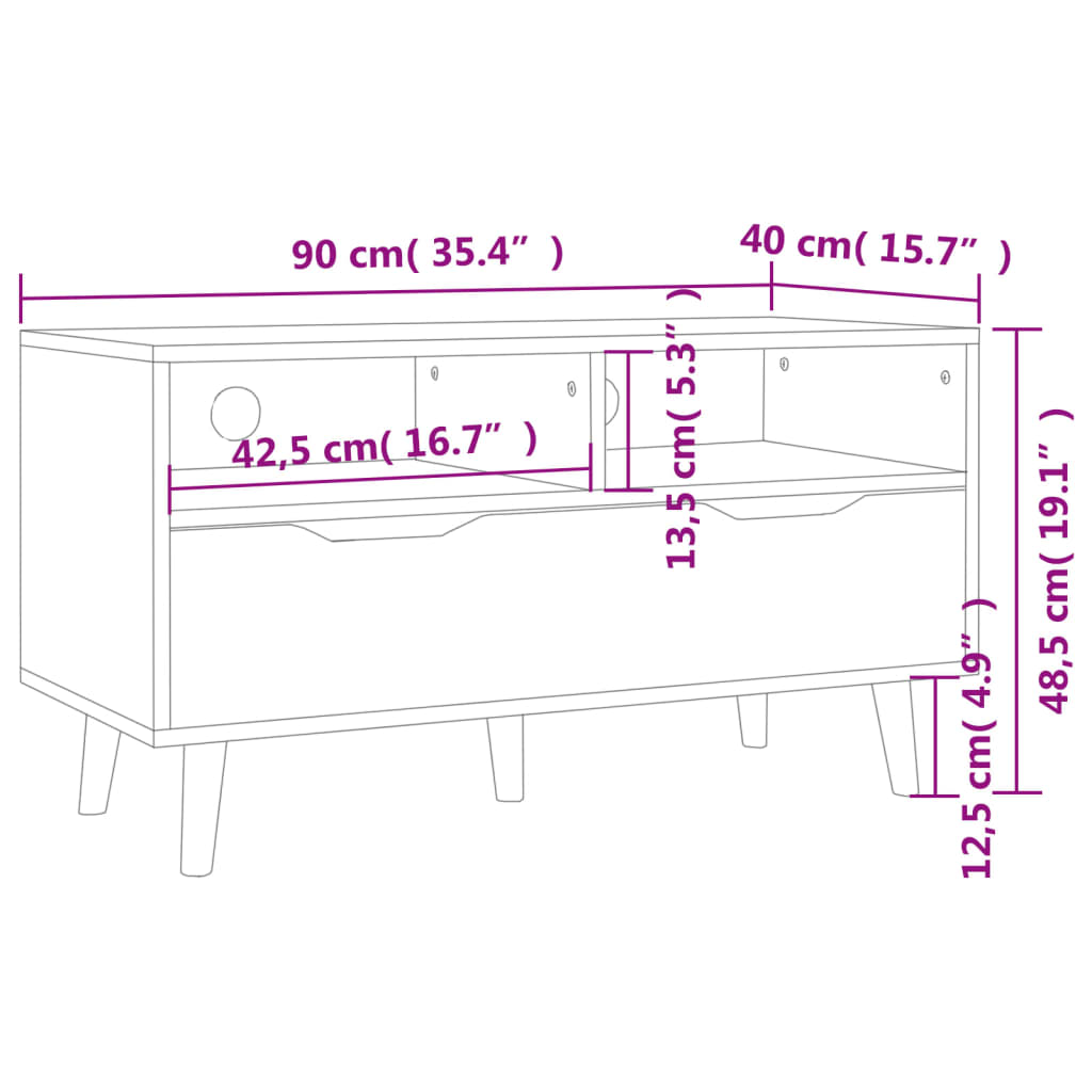 Móvel de TV 90x40x48,5 cm contraplacado branco