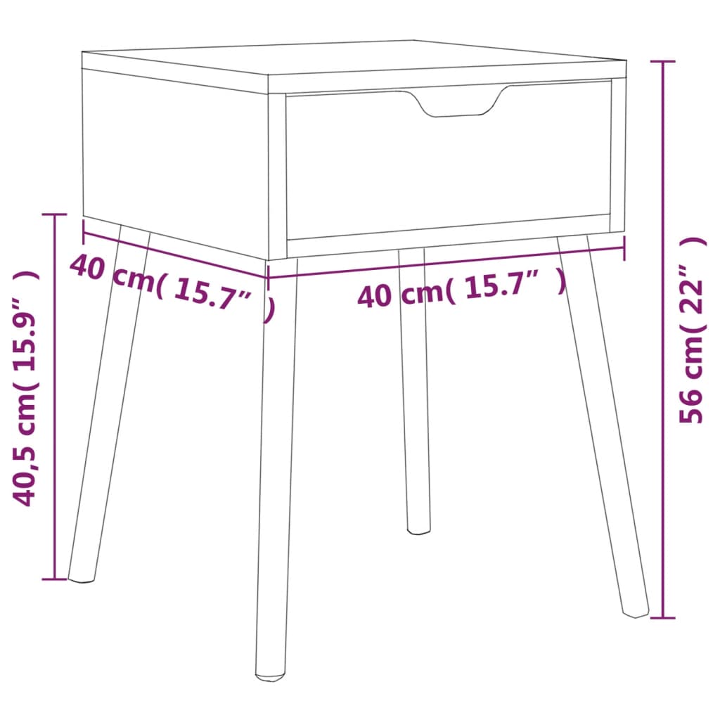 Mesa de cabeceira 40x40x56 cm aglomerado preto