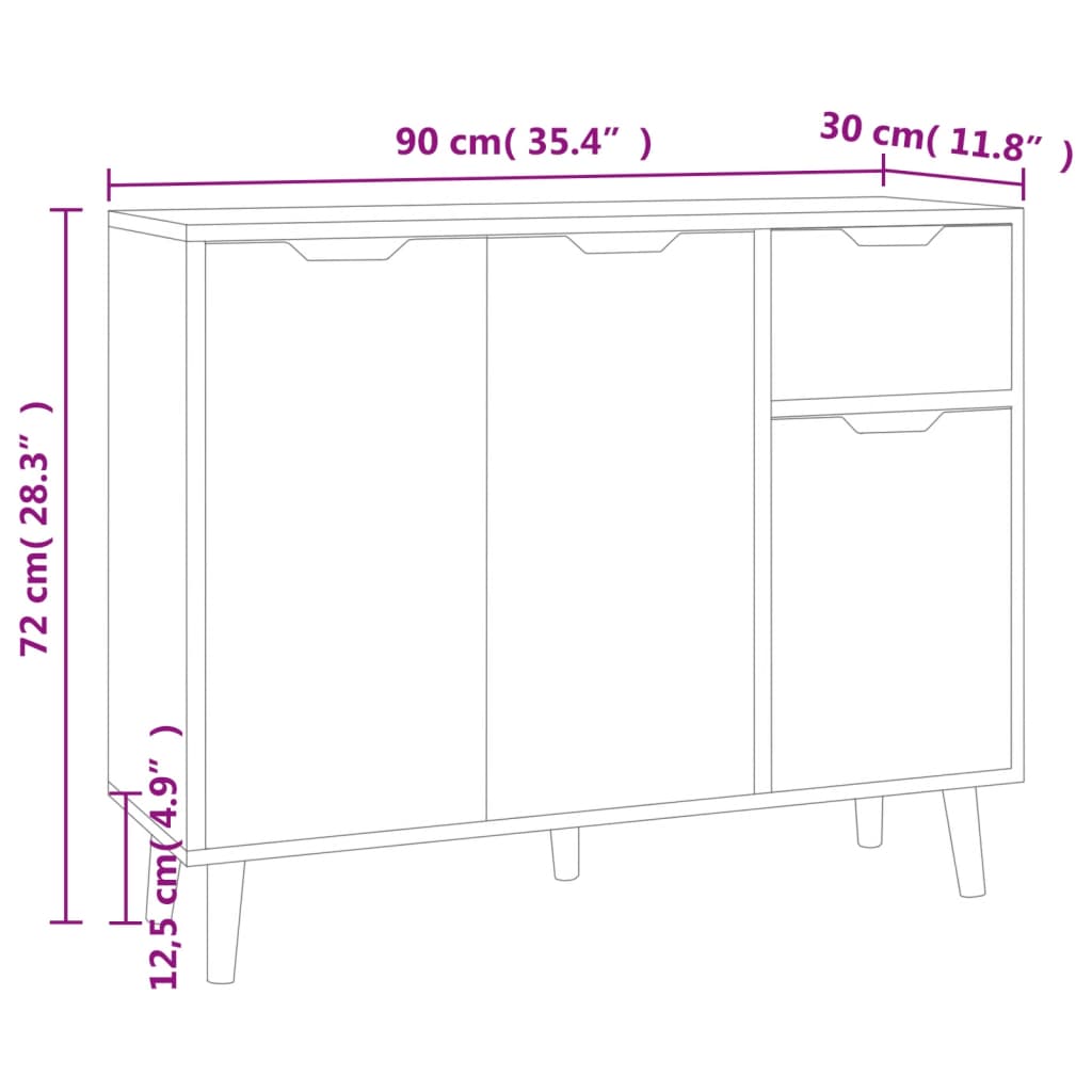 Aparador Ajna de 90 cm - Branco - Design Nórdico