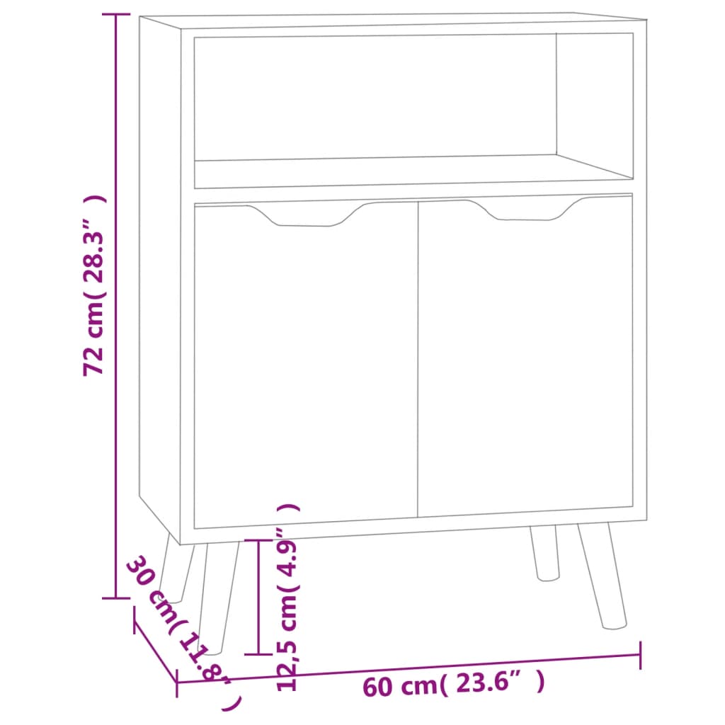 Aparador Eucali com 2 Portas e Prateleira Aberta de 60 cm - Branco - Design Moderno