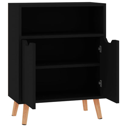 Aparador Eucali com 2 Portas e Prateleira Aberta de 60 cm - Preto - Design Moderno