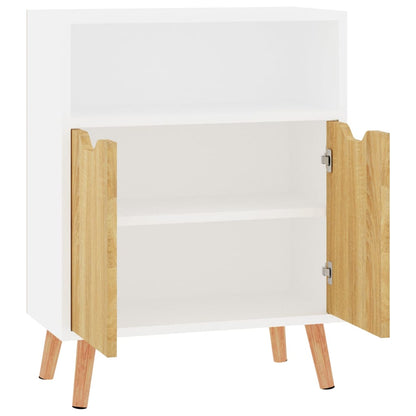 Aparador Eucali com 2 Portas e Prateleira Aberta de 60 cm - Branco/Carvalho - Design Moderno