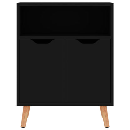 Aparador Eucali com 2 Portas e Prateleira Aberta de 60 cm - Preto Brilhante - Design Moderno