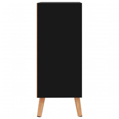 Aparador Eucali com 2 Portas e Prateleira Aberta de 60 cm - Preto Brilhante - Design Moderno